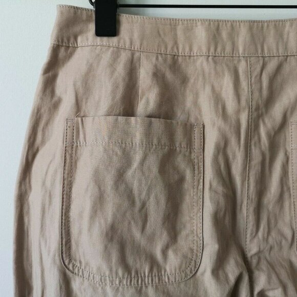 NWT EILEEN FISHER Beige Organic Cotton Steel Wide Leg Ankle Pants 6 - Picture 4 of 7